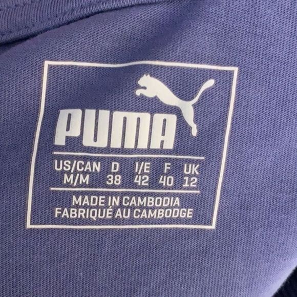 Puma Blue Striped Logo T-Shirt - Picture 6 of 6